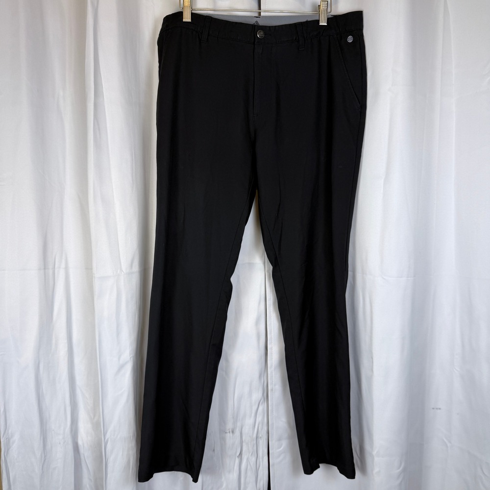 Adidas Mens Black Golf Pants Performance Flat Front Trousers 37x30 - Picture 2 of 12